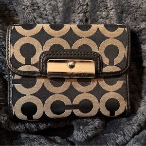 Coach 45112 Kristin Op Art Signature Medium Wallet (Black) - GUC